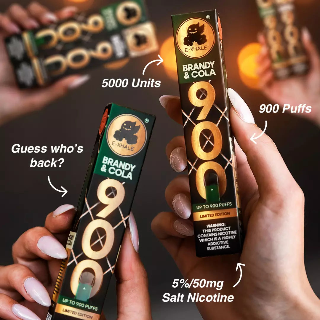 900 Brandy & Cola 5%/50mg - Single-Use Disposable: 10 Pack