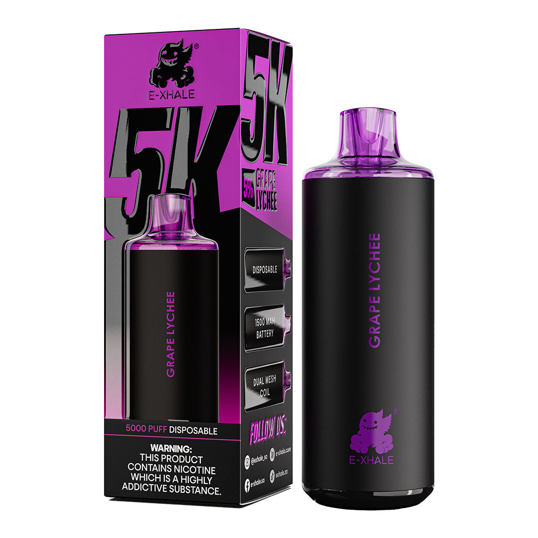 E-XHALE 5K Grape Lychee - 5%/50mg Strength - 5000 Puff Single-Use Disposable Vape