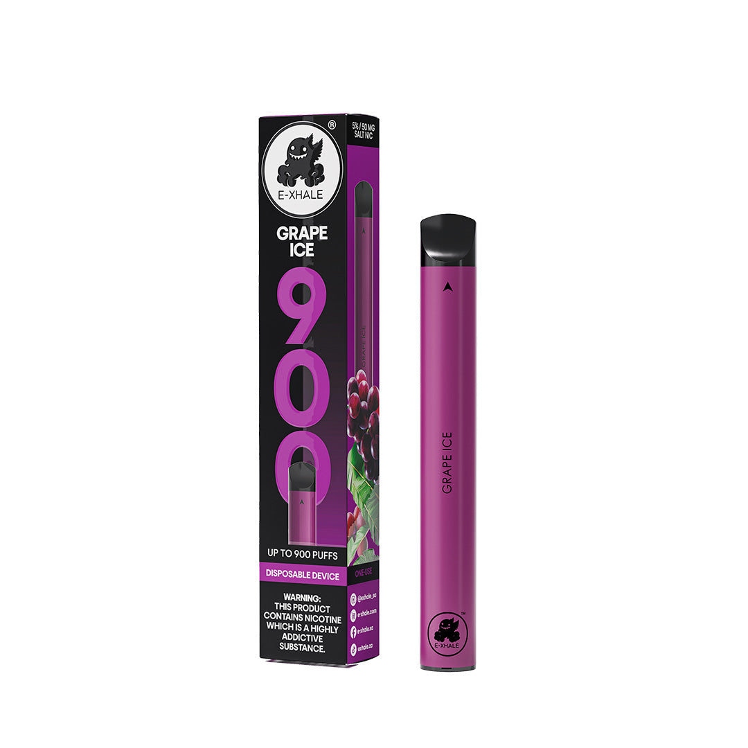 E-XHALE 900 Puff Grape Ice - 5%/50mg Strength - Single-use Disposable Vape - Wholesale 10 Pack