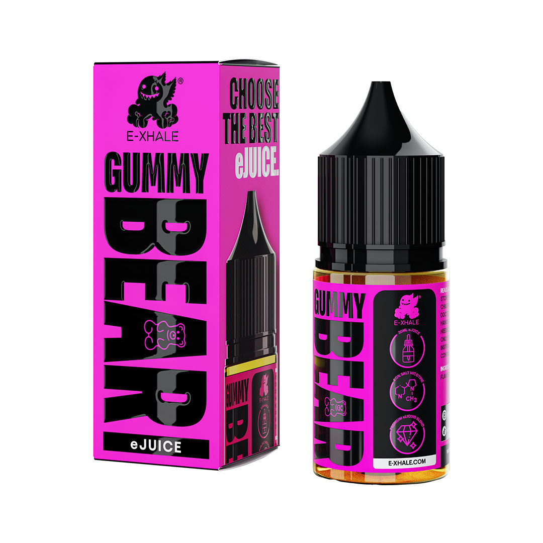 E-XHALE 30ml eJuice Gummy Bear - 4%/40mg Strength - 30ml Capacity Bottle - Vape eLiquid Vape Juice - Wholesale 10 Pack