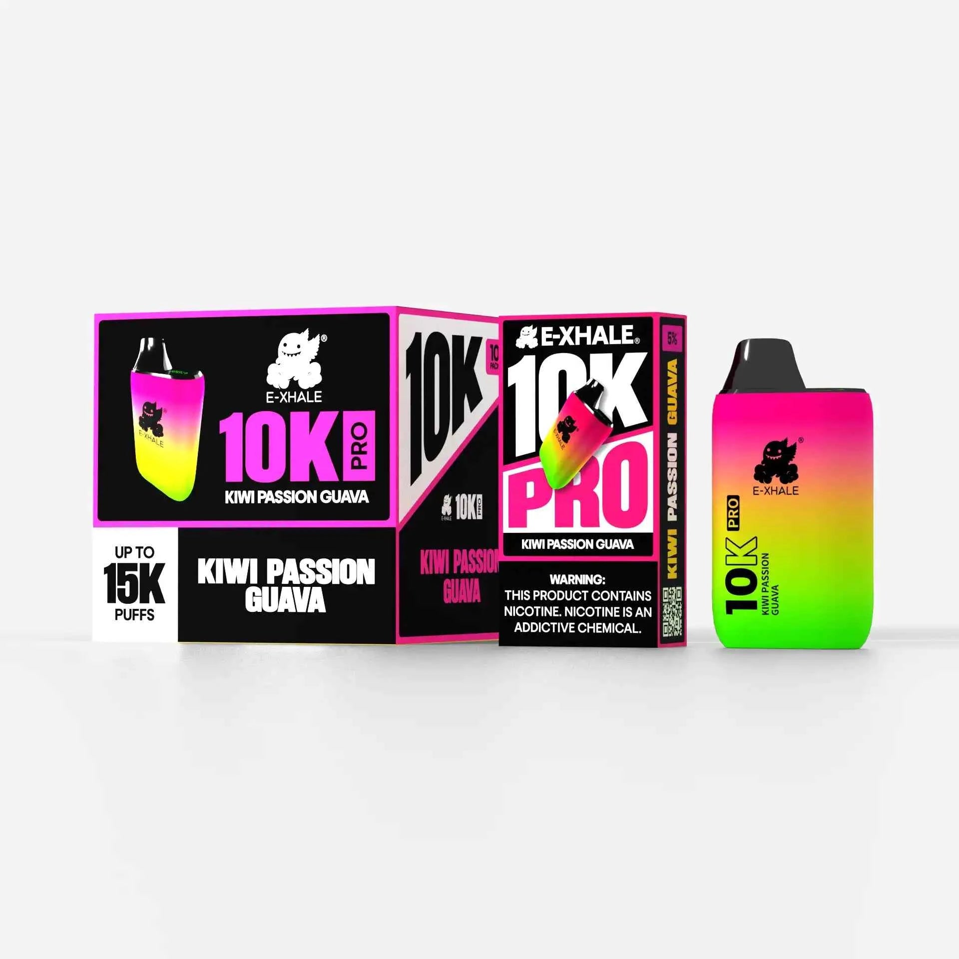 10K Pro Kiwi Passion Guava 10 Pack - Bulk Wholesale Vape E-XHALE 10K Pro Kiwi Passion Guava 10 Pack - Bulk Wholesale Vape E-XHALE