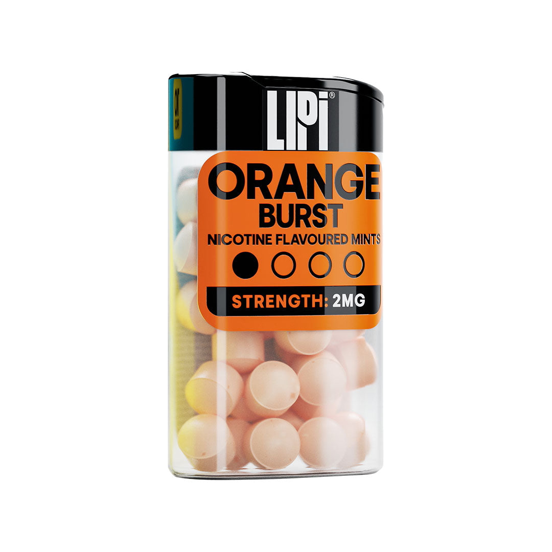 LIPI 2mg Nicotine Mints Lozenges Orange Burst - 0.2%/2mg Strength - Digestible Oral Nicotine Alternative Smoke-Free Tobacco Free - Wholesale 10 Pack