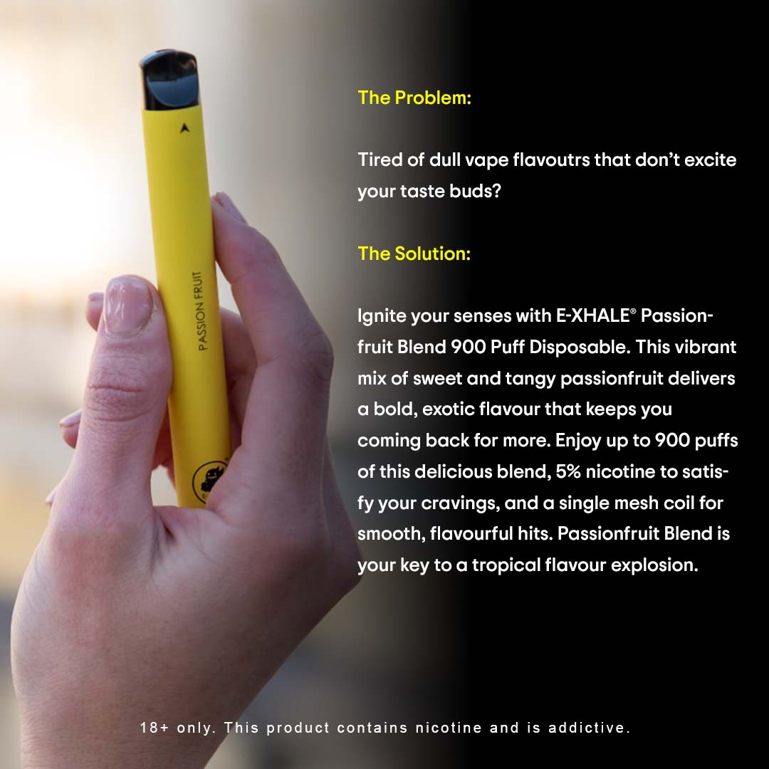 E-XHALE 900 Puff Passionfruit Blend - Passionfruit, Pineapple, and Mango - 5%/50mg Strength - Single-use Disposable Vape