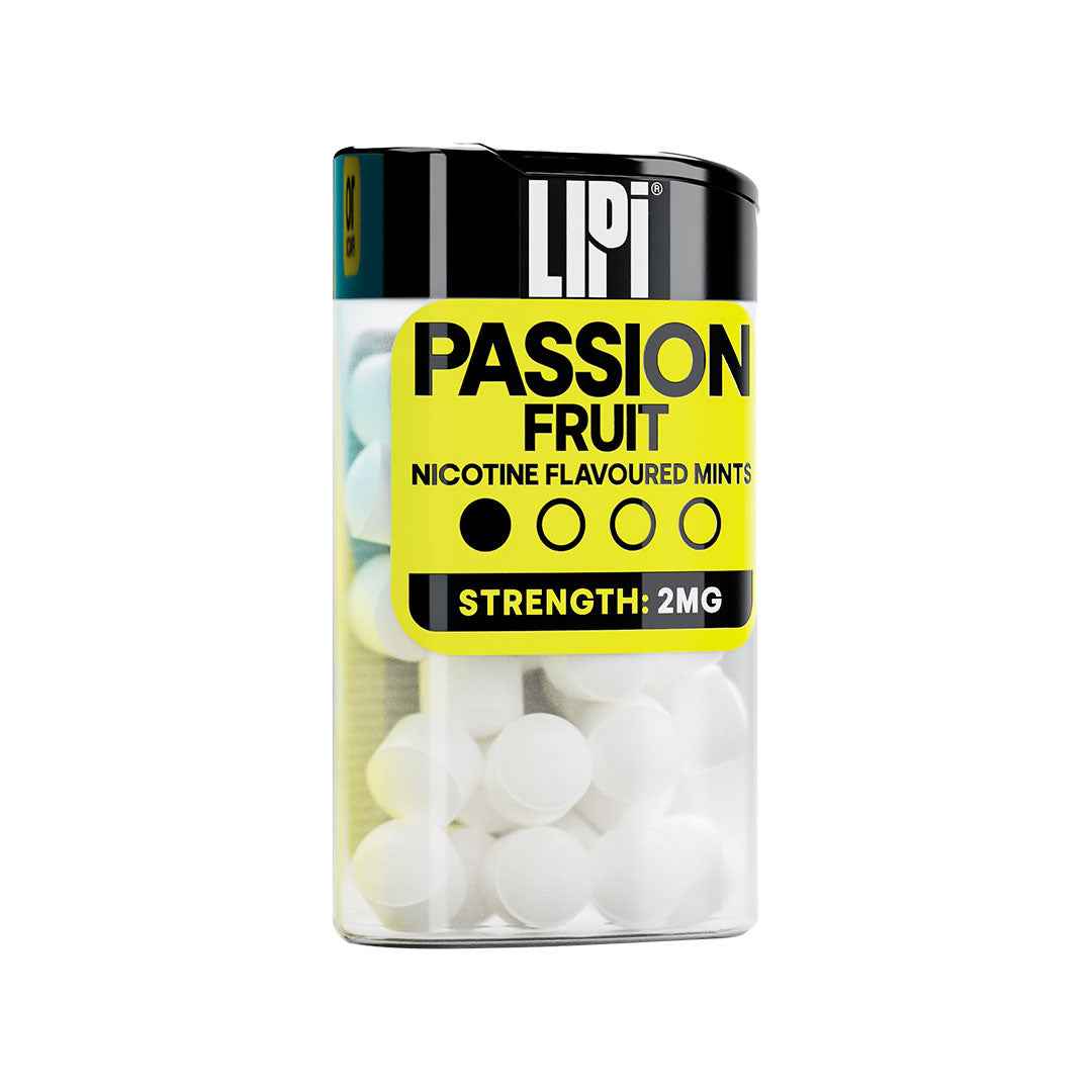 LIPI Nicotine Mints: Passionfruit 2mg/0.2% Nicotine Alternative: 10 Pack