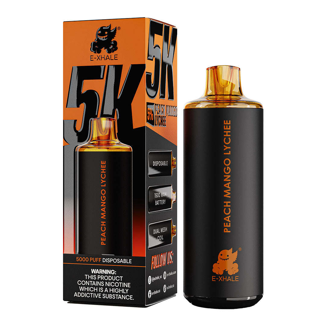 E-XHALE 5K Peach Mango Lychee - 5%/50mg Strength - 5000 Puff Single-Use Disposable Vape