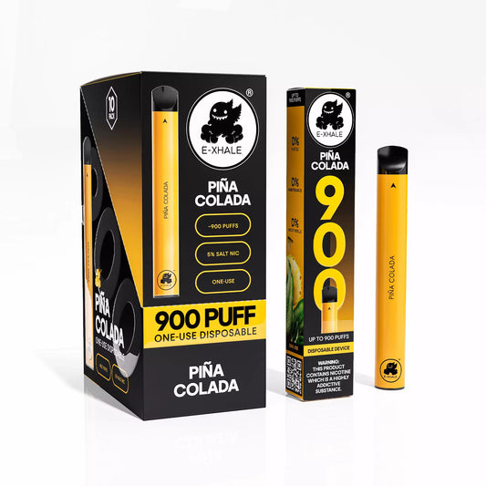 E-XHALE 900 Puff Piña Colada - Pineapple and Coconut - 5%/50mg Strength - Single-use Disposable Vape - Wholesale 10 Pack
