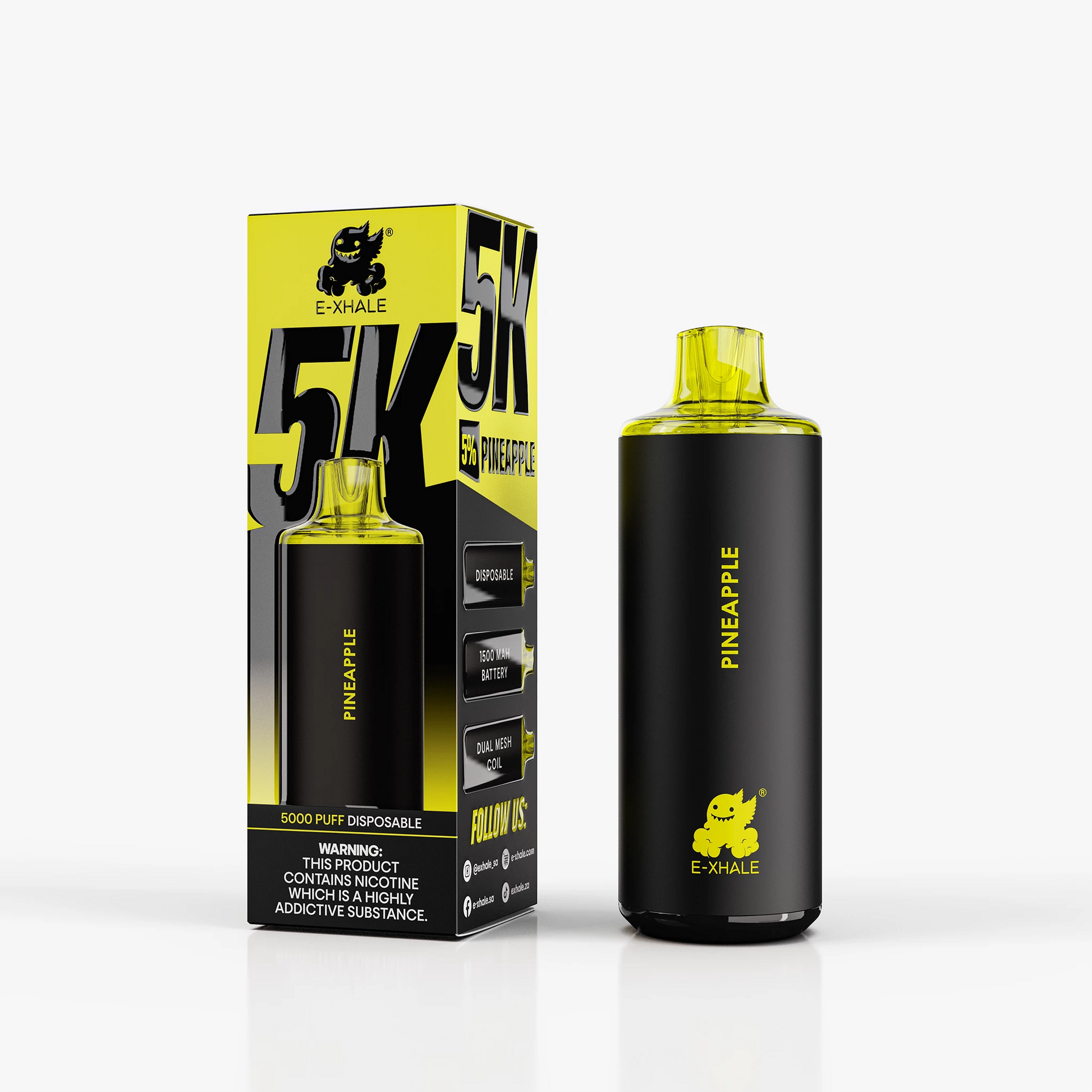 E-XHALE 5K Pineapple - 5%/50mg Strength - 5000 Puff Single-Use Disposable Vape
