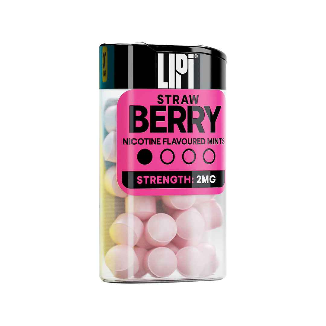 LIPI Nicotine Mints: Strawberry 2mg/0.2% Nicotine Alternative: 10 Pack