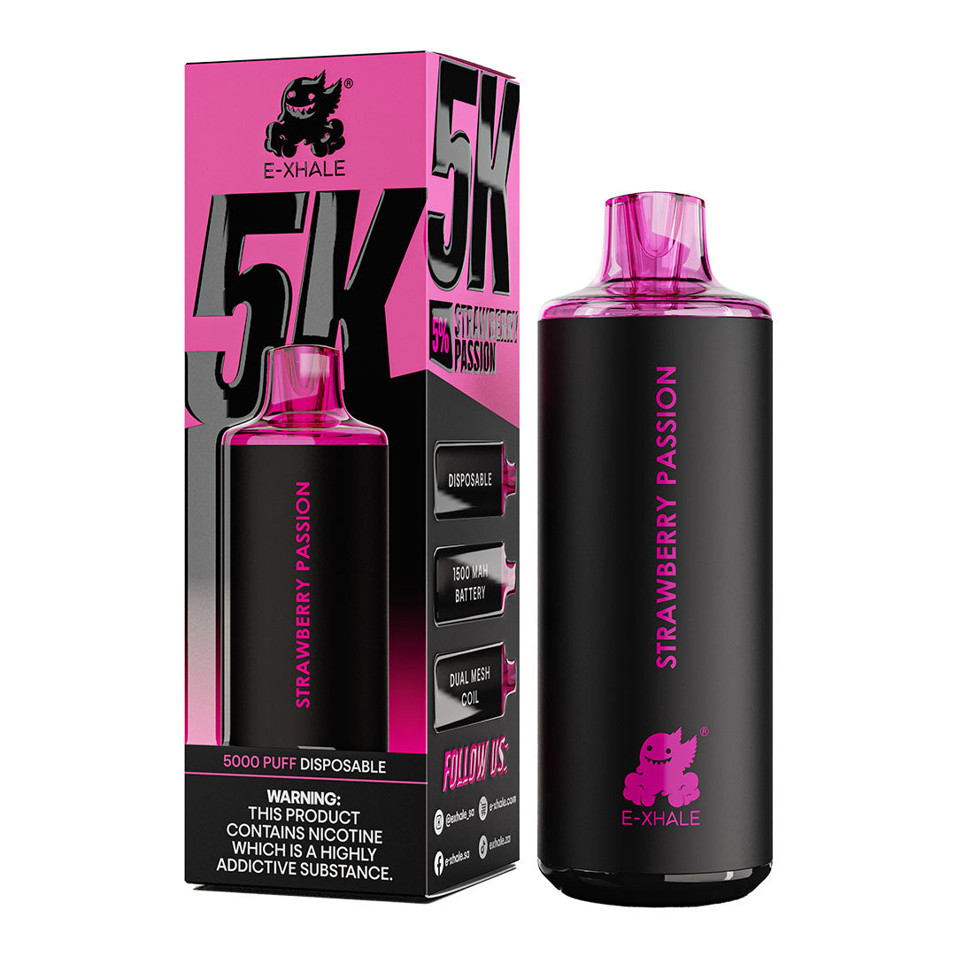 E-XHALE 5K Strawberry - 5%/50mg Strength - 5000 Puff Single-Use Disposable Vape