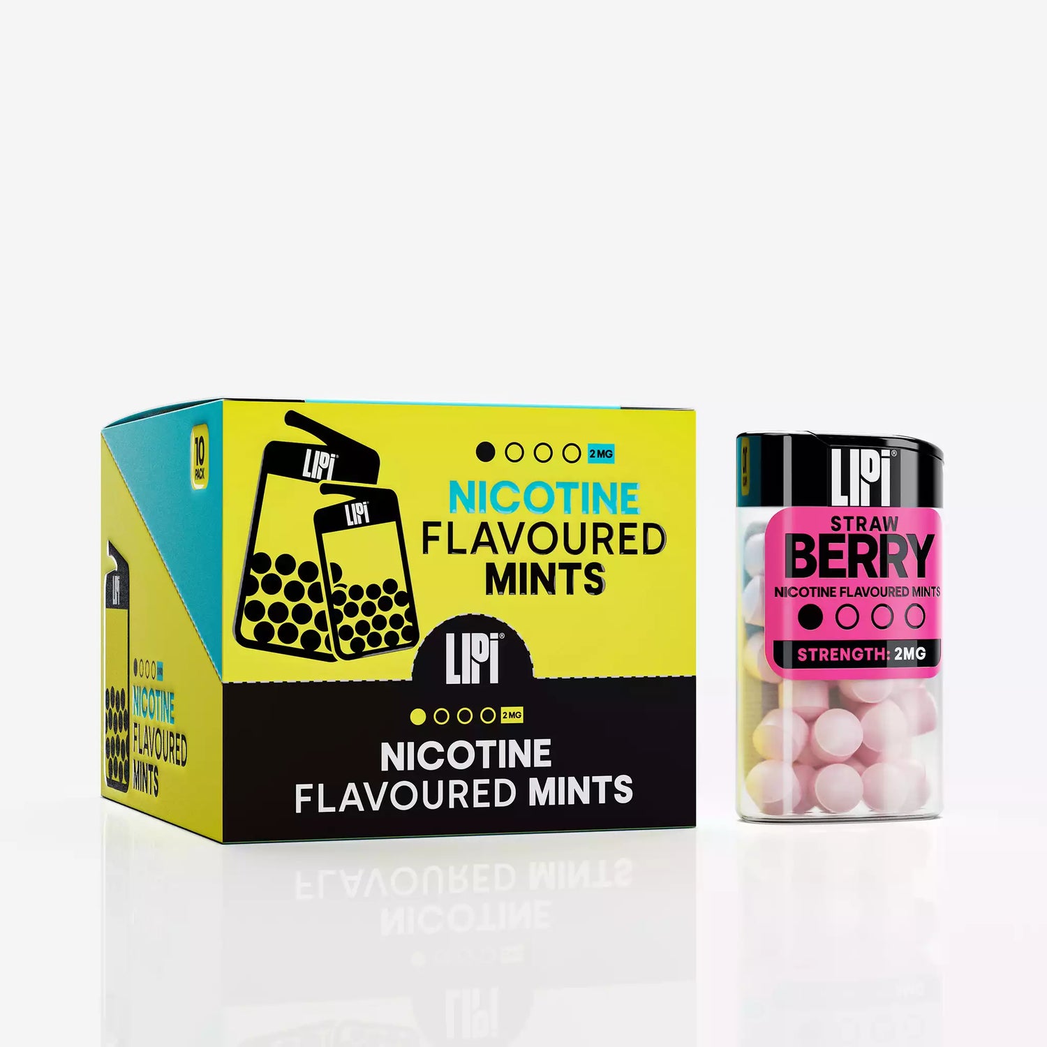 LIPI 2mg Nicotine Mints Lozenges Strawberry - 0.2%/2mg Strength - Digestible Oral Nicotine Alternative Smoke-Free Tobacco Free - Wholesale 10 Pack