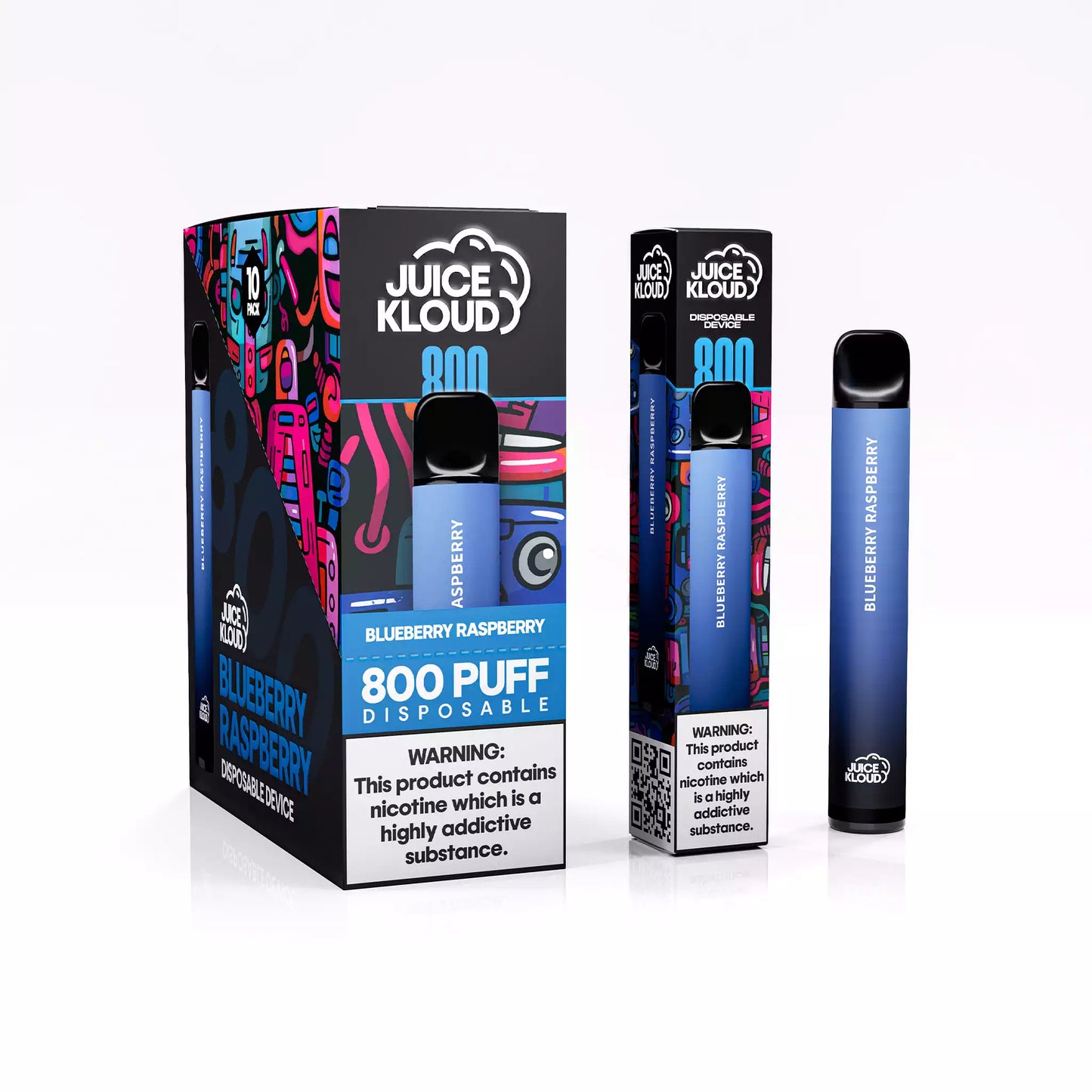 Juice Kloud 800 Puff Blueberry Raspberry - 2%/20mg Strength - Most Affordable South African Single-use Disposable Vape - Wholesale 10 Pack
