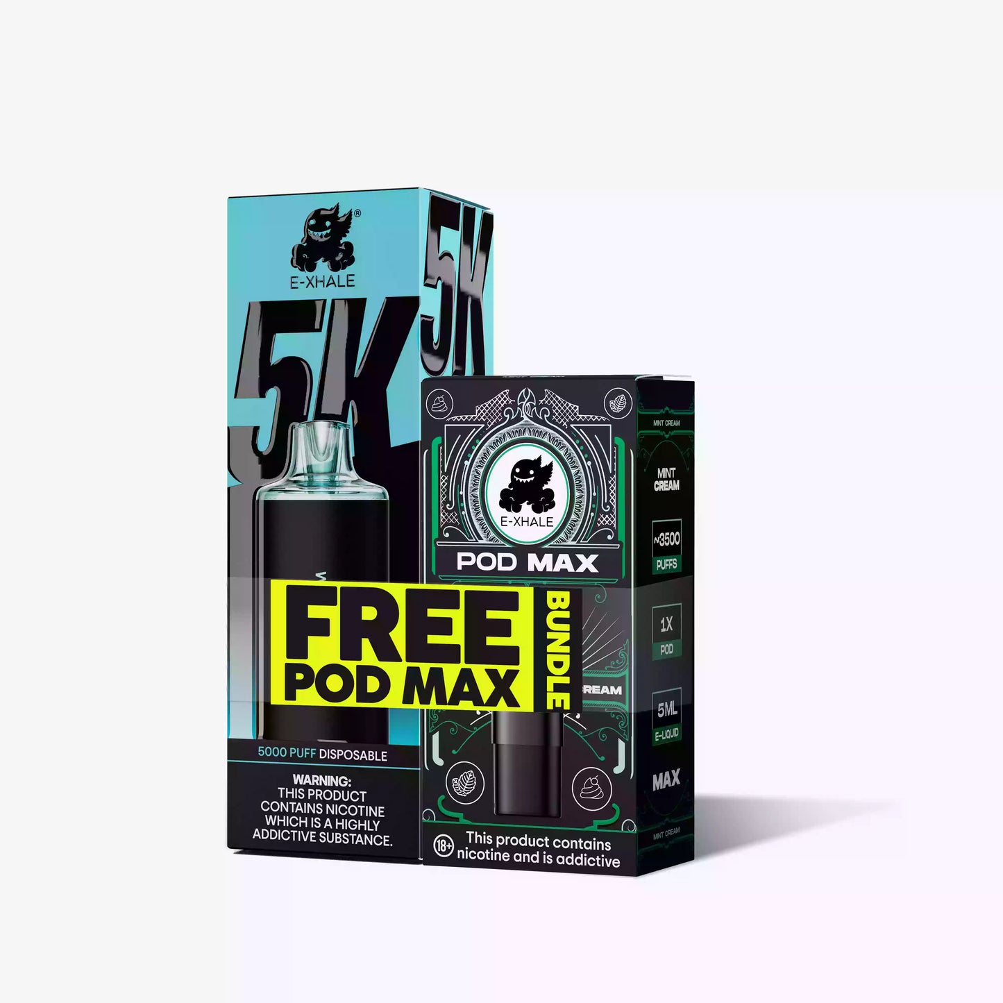 5K Bubblegum + FREE 3500 Puff Mint Cream Pod Max | Bundle