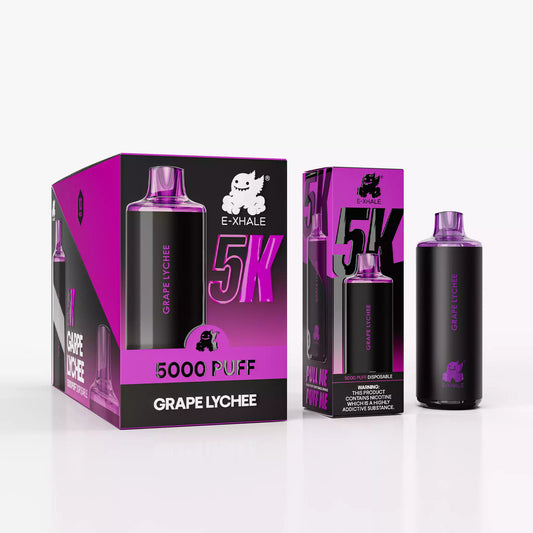 E-XHALE 5K Grape Lychee - 5%/50mg Strength - 5000 Puff Single-Use Disposable Vape - Wholesale 10 Pack