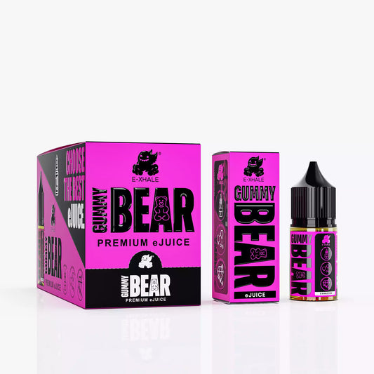 E-XHALE 30ml eJuice Gummy Bear -  4%/40mg Strength - 30ml Capacity Bottle - Vape eLiquid Vape Juice - Wholesale 10 Pack