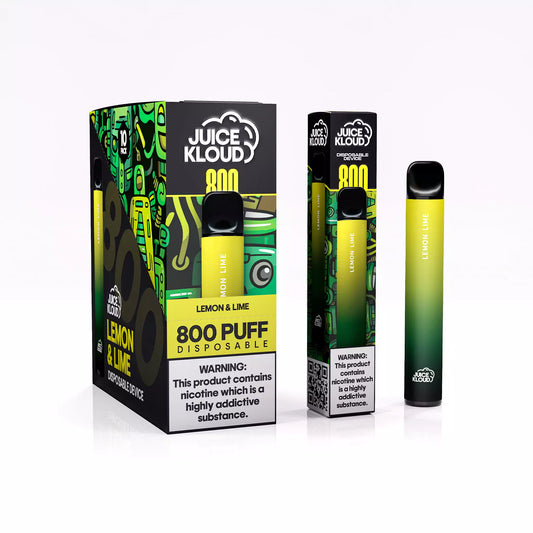 Juice Kloud 800 Puff Lemon Lime - 2%/20mg Strength - Most Affordable South African Single-use Disposable Vape - Wholesale 10 Pack