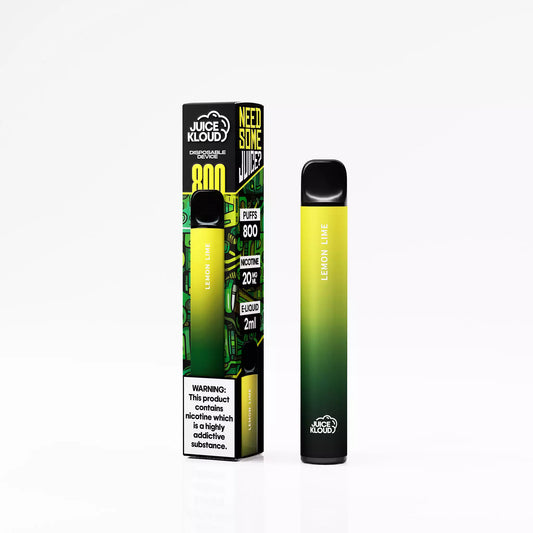 Juice Kloud 800 Puff Lemon Lime - 2%/20mg Strength - Most Affordable South African Single-use Disposable Vape
