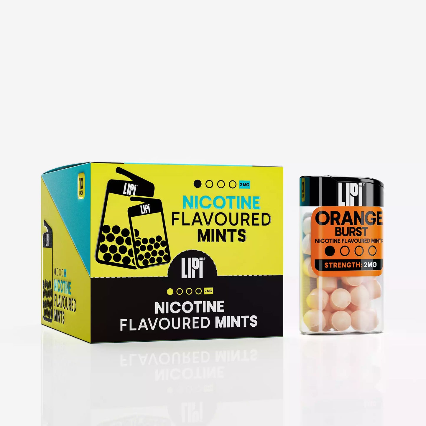 LIPI 2mg Nicotine Mints Lozenges Orange Burst - 0.2%/2mg Strength - Digestible Oral Nicotine Alternative Smoke-Free Tobacco Free - Wholesale 10 Pack