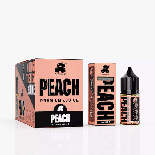 E-XHALE 30ml eJuice Peach -  4%/40mg Strength - 30ml Capacity Bottle - Vape eLiquid Vape Juice - Wholesale 10 Pack