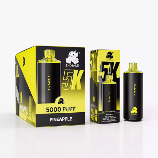 E-XHALE 5K Pineapple - 5%/50mg Strength - 5000 Puff Single-Use Disposable Vape - Wholesale 10 Pack