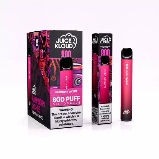 Juice Kloud 800 Puff Raspberry Lychee - 2%/20mg Strength - Most Affordable South African Single-use Disposable Vape - Wholesale 10 Pack