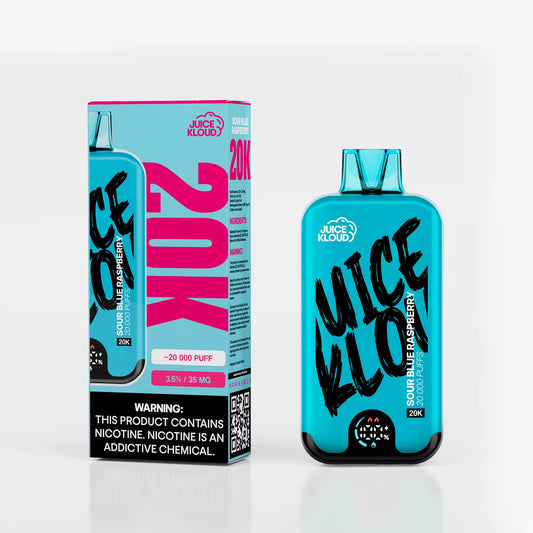 Juice Kloud 20K  Sour Blueberry Raspberry - 3.5%/35mg Strength Adjustable Airflow Control - ECO and Turbo Modes - 20 000 Puff Most Affordable South African Rechargeable Disposable Vape LED Screen
