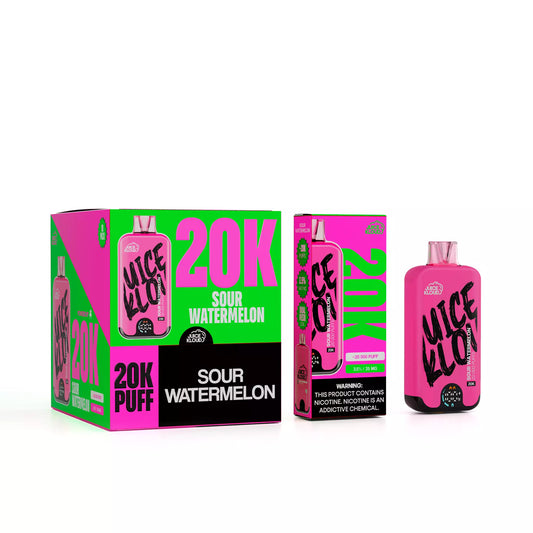 Juice Kloud 20K  Sour Watermelon - 3.5%/35mg Strength Adjustable Airflow Control - ECO and Turbo Modes - 20 000 Puff Most Affordable South African Rechargeable Disposable Vape LED Screen - Wholesale 10 Pack