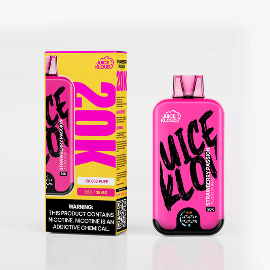 Juice Kloud 20K  Strawberry Passionfruit - 3.5%/35mg Strength Adjustable Airflow Control - ECO and Turbo Modes - 20 000 Puff Most Affordable South African Rechargeable Disposable Vape LED Screen
