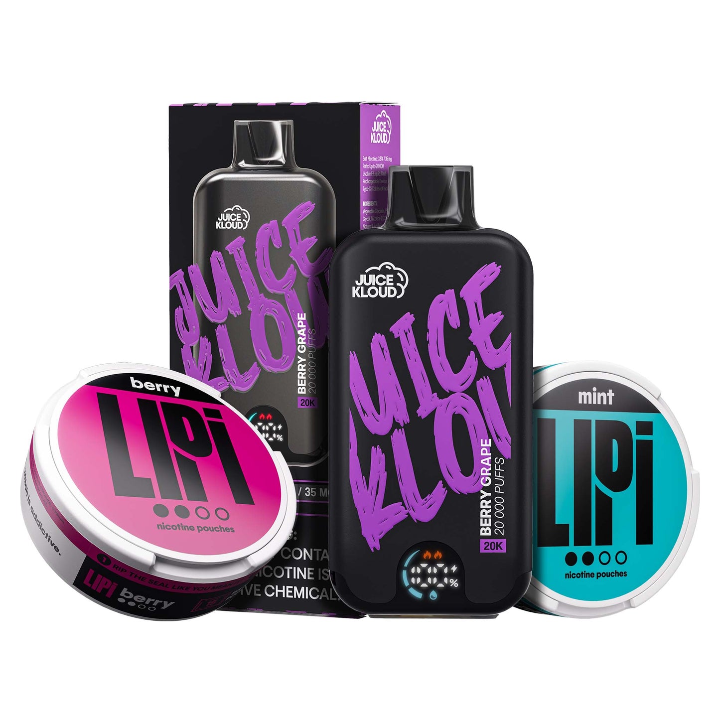 JK20K Berry Grape + 2x 6mg Nicotine Pouches | Bundle