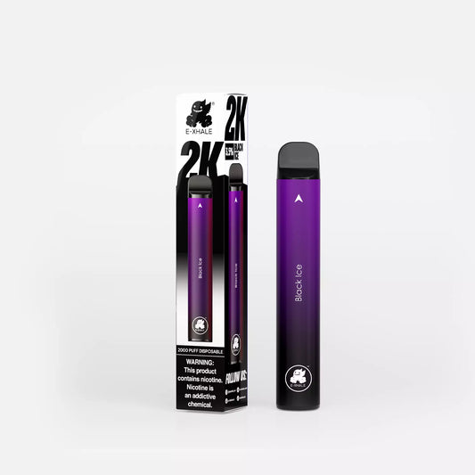 E-XHALE 2000 Puff Black Ice - Blackcurrant, Raspberry & Lychee - 3.5%/35mg Strength - Single-use Disposable Vape