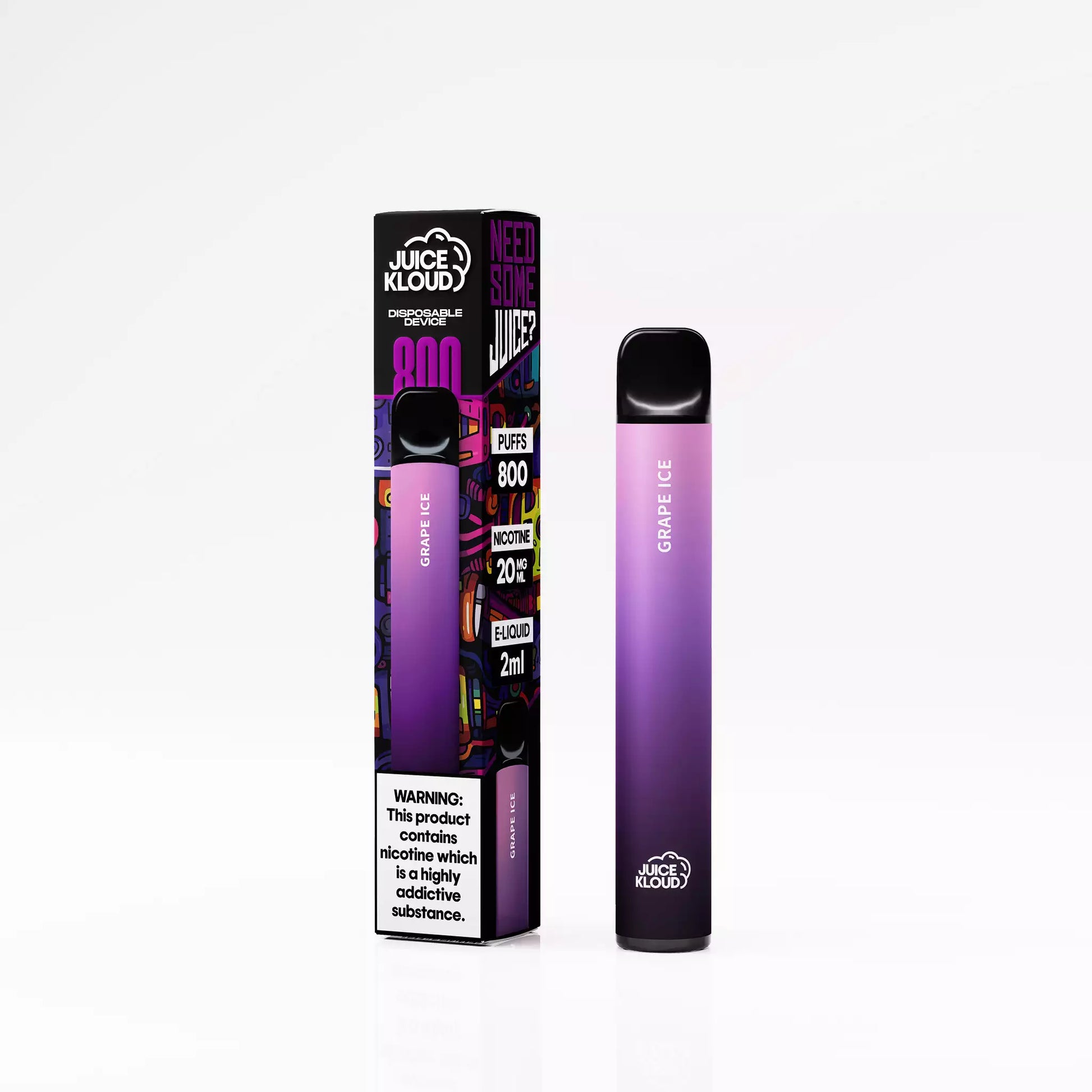 Juice Kloud 800 Puff Grape Ice - 2%/20mg Strength - Most Affordable South African Single-use Disposable Vape