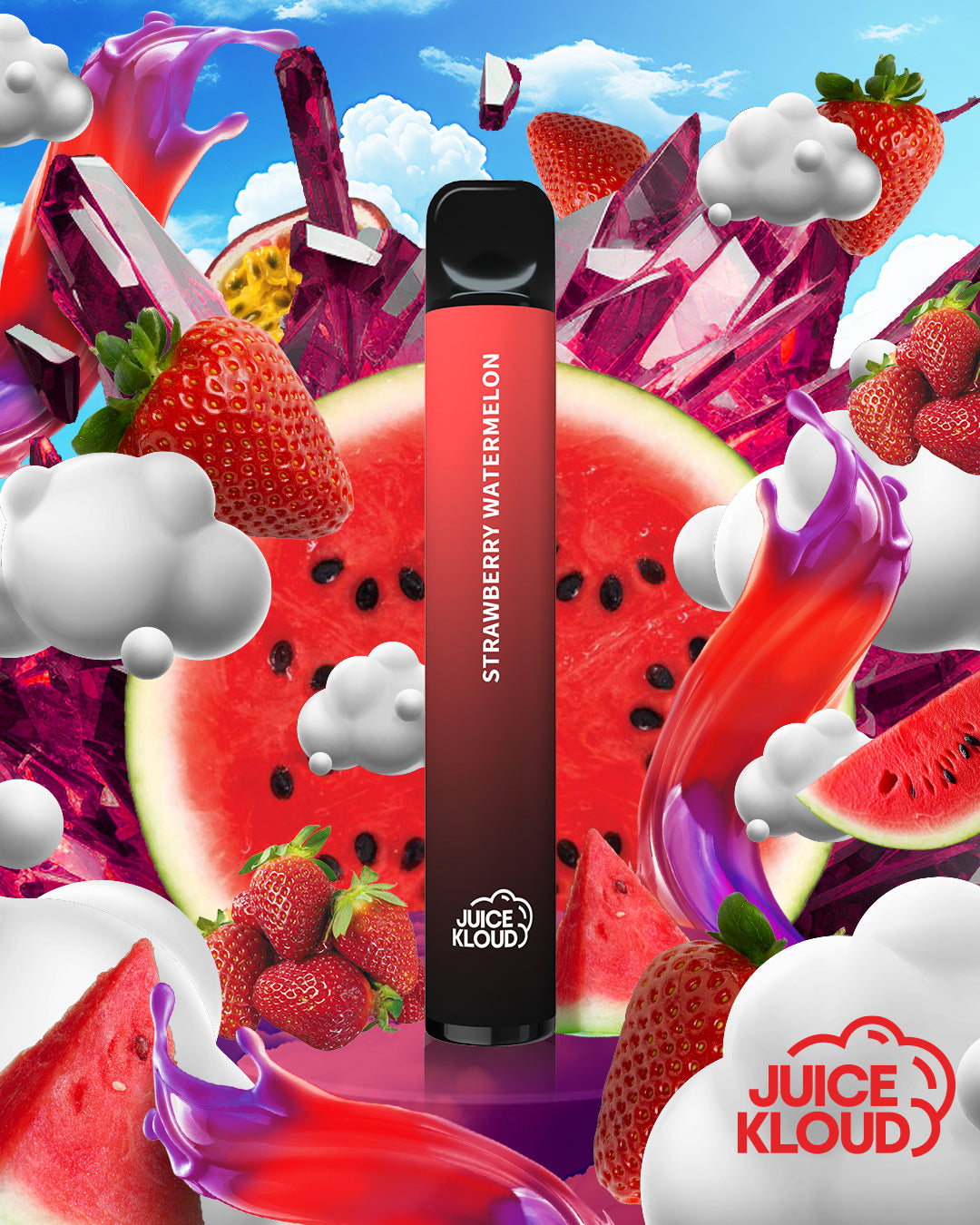Strawberry Watermelon 600 Puff Disposable Vape, Juice Kloud, Best Affordable Vape in South Africa