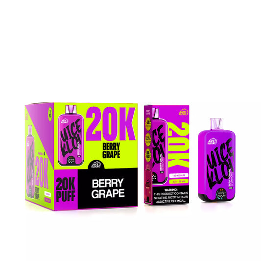 Juice Kloud 20K  Berry Grape - 3.5%/35mg Strength Adjustable Airflow Control - ECO and Turbo Modes - 20 000 Puff Most Affordable South African Rechargeable Disposable Vape LED Screen - Wholesale 10 Pack