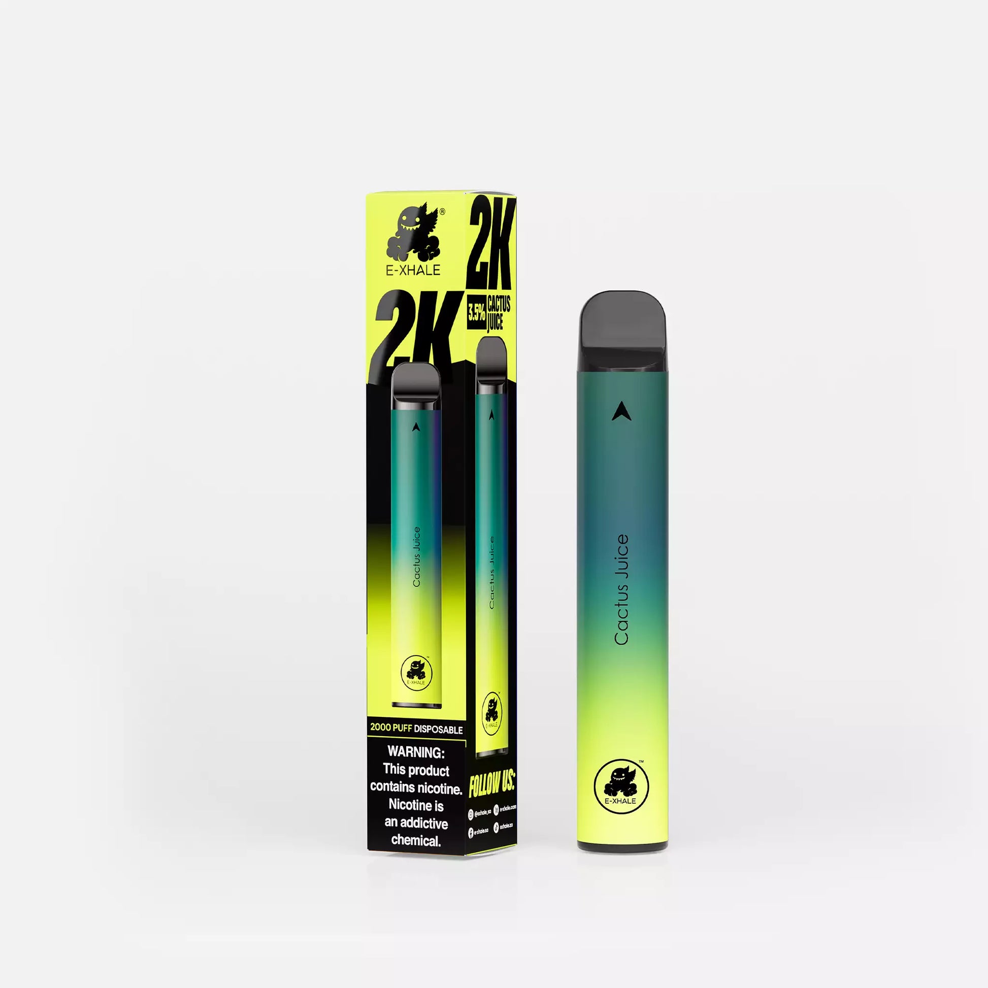 E-XHALE 2000 Puff Cactus Juice - Citrus and Lemonade - 3.5%/35mg Strength - Single-use Disposable Vape
