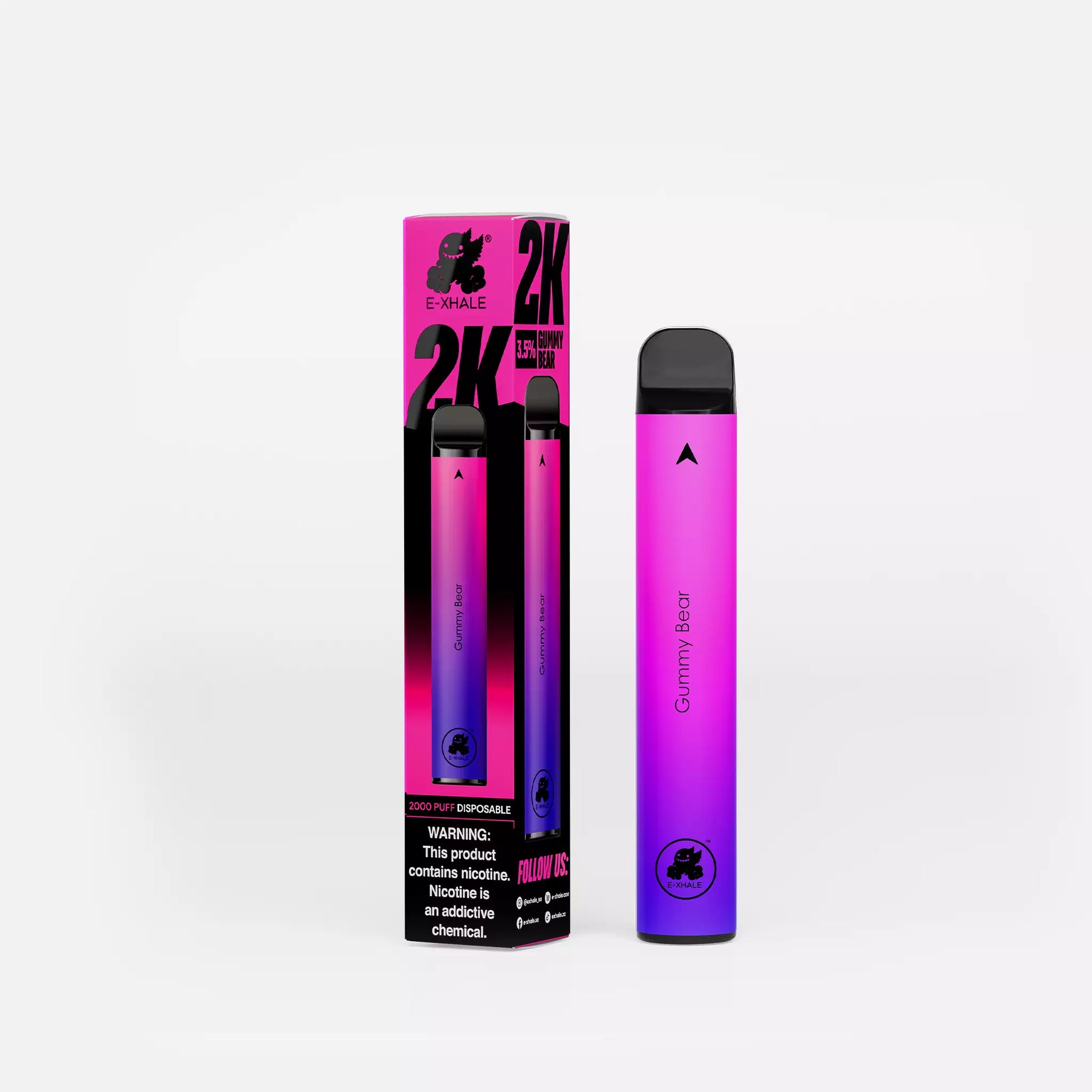 E-XHALE 2000 Puff Gummy Bear - Grape and Mixed Berries - 3.5%/35mg Strength - Single-use Disposable Vape