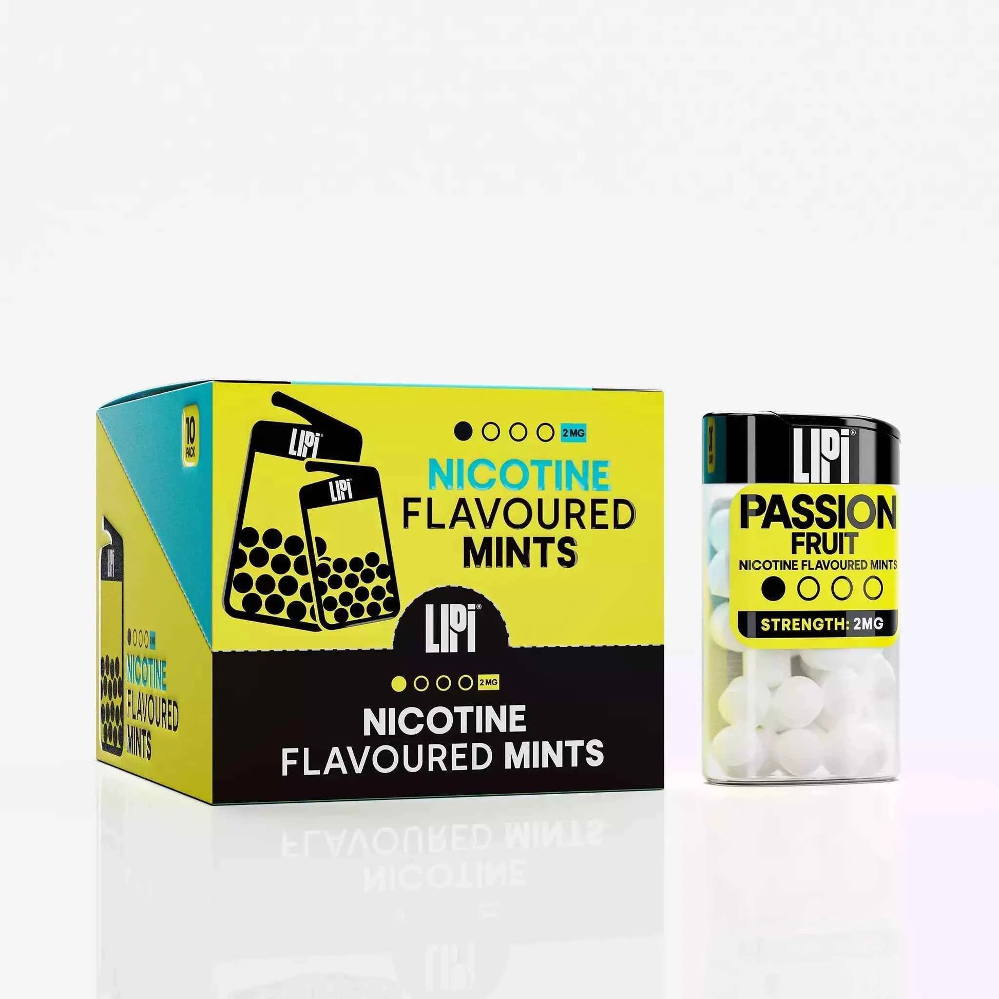 LIPI Nicotine Mints: Passionfruit 2mg/0.2% Nicotine Alternative: 10 Pa E-XHALE LIPI Nicotine Mints: Passionfruit 2mg/0.2% Nicotine Alternative: 10 Pa E-XHALE