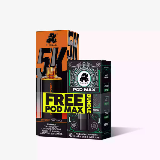 5K Peach Mango Lychee + FREE 3500 Puff Mint Cream Pod Max | Bundle
