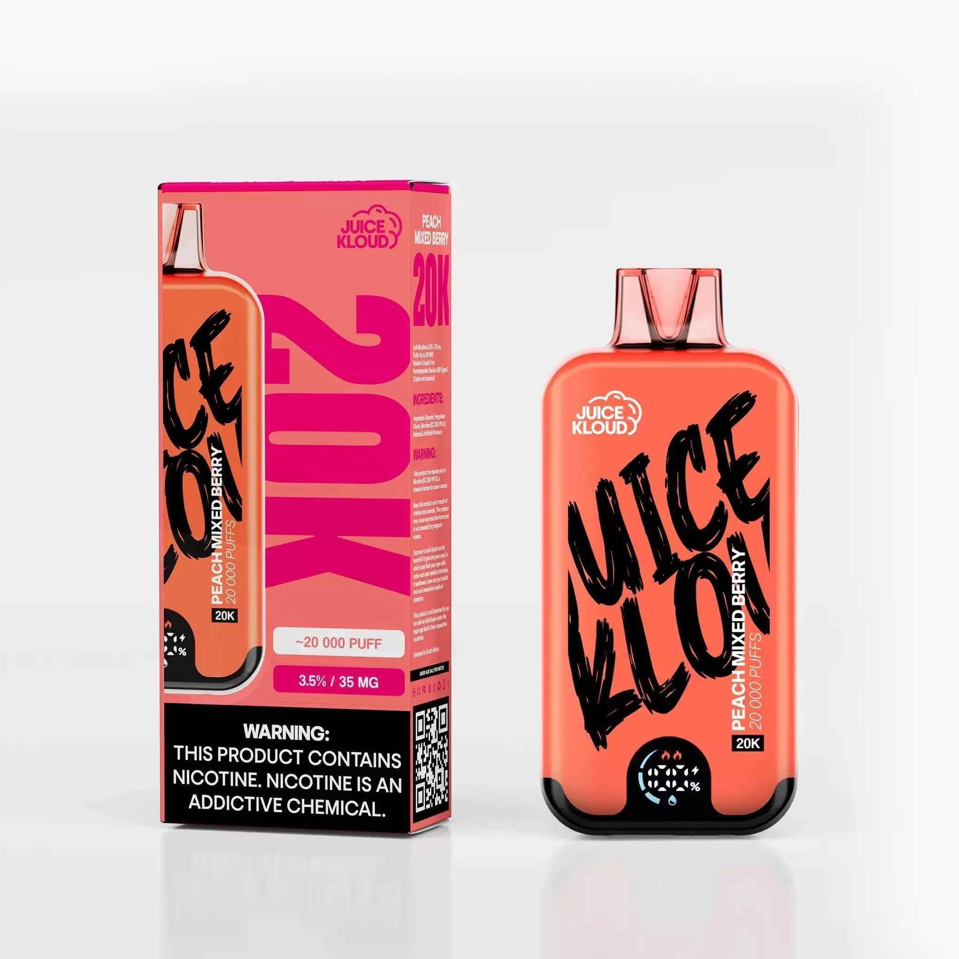 Juice Kloud Peach Mixed Berry 20 000 Puff Vape E-XHALE Juice Kloud Peach Mixed Berry 20 000 Puff Vape E-XHALE