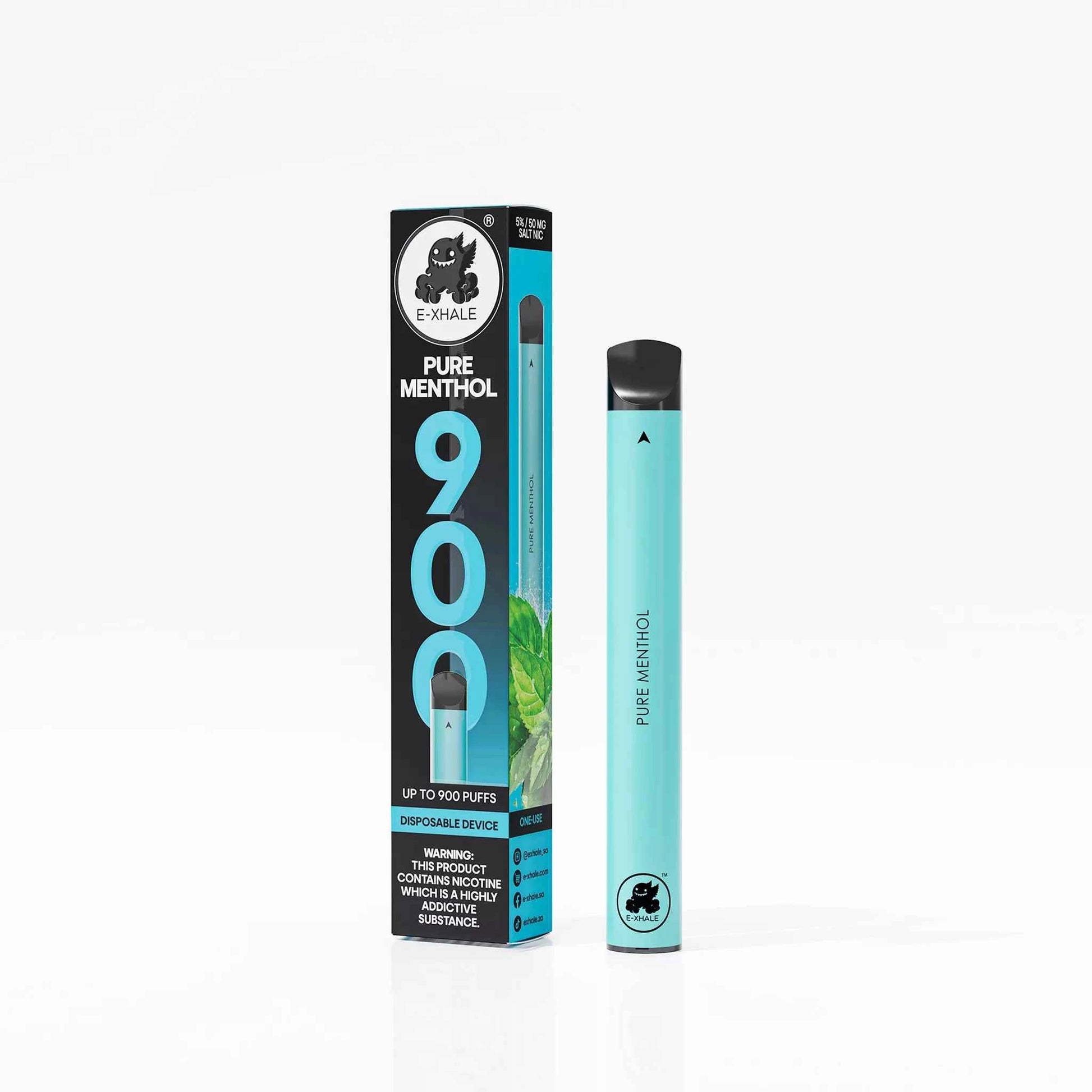 Menthol Disposable Vapes E-XHALE Pure Menthol Disposable Vape (900 Puffs) - 5%/50mg Menthol Disposable Vapes E-XHALE Pure Menthol Disposable Vape (900 Puffs) - 5%/50mg