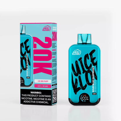 Juice Kloud 20K  Sour Blueberry Raspberry - 3.5%/35mg Strength Adjustable Airflow Control - ECO and Turbo Modes - 20 000 Puff Most Affordable South African Rechargeable Disposable Vape LED Screen